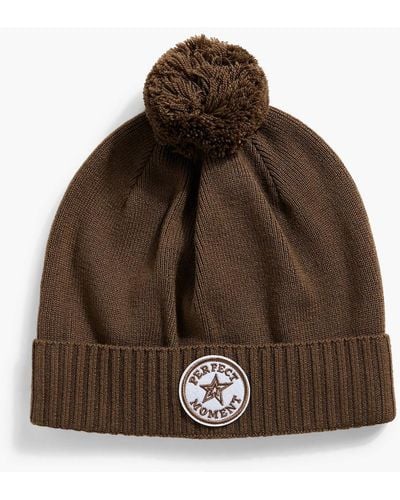 Perfect Moment Patch Ii Pompom-embellished Merino Wool Beanie - Brown