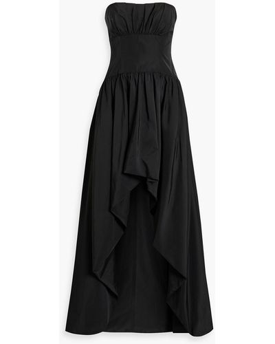 ML Monique Lhuillier Strapless Asymmetric Taffeta Gown - Black