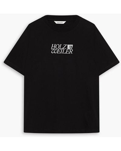 Holzweiler Logo-print Cotton-jersey T-shirt - Black