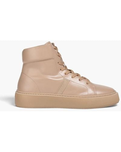 Ganni Faux Leather High-top Sneakers - Natural