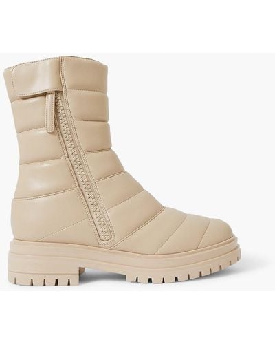 Gianvito Rossi Quilted Faux Leather Ankle Boots - Natural