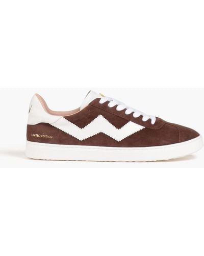 Stuart Weitzman Daryl Leather-trimmed Suede Sneakers - Brown
