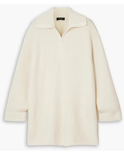 Lisa Yang Aubree Ribbed Cashmere Half-zip Turtleneck Sweater - White