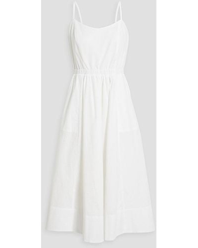 Iris & Ink Eve Gathered Cotton Midi Dress - White