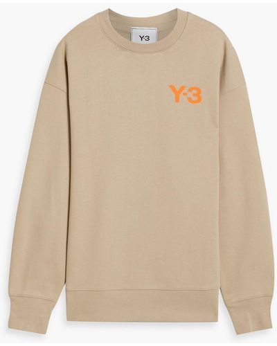 Y-3 Logo-print French Cotton-terry Sweatshirt - Natural