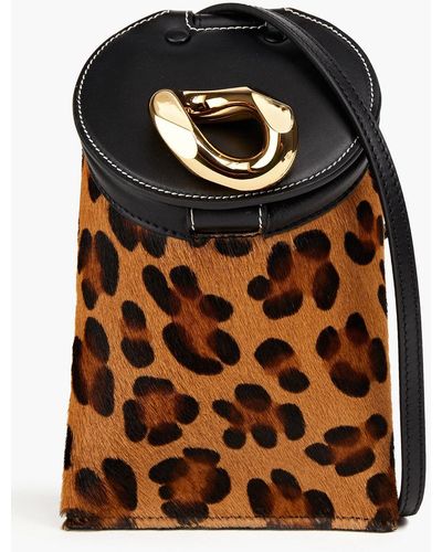 JW Anderson Leather-paneled Leopard-print Calf Hair Backpack - Black
