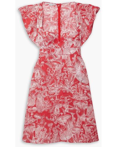 Stella McCartney Ruffled Printed Silk And Cotton-blend Organza Mini Dress - Red