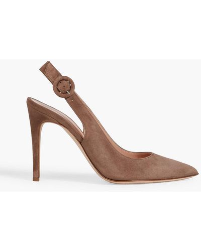 Rupert Sanderson Diana Suede Slingback Pumps - Brown