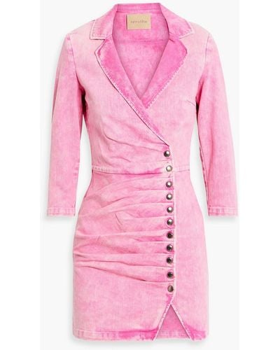 retroféte Willa Pleated Denim Mini Dress - Pink