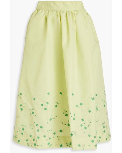 Ganni Embellished Taffeta Midi Skirt - Yellow