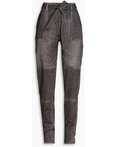 Rag & Bone Mia Denim Effect-print French Cotton-terry Tapered Trousers - Grey