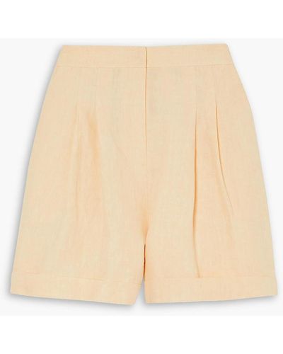 LeKasha Electronics Pleated Linen Shorts - Natural