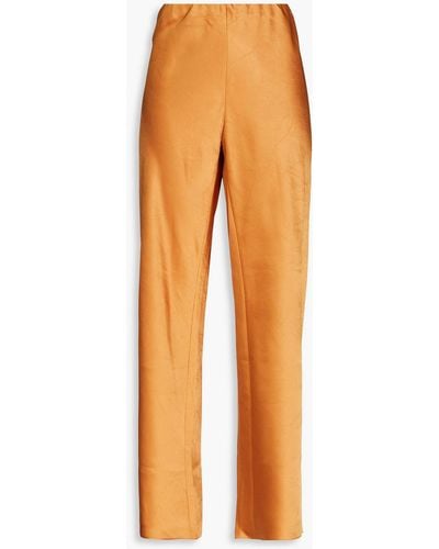 Vince Crinkled Satin Wide-leg Trousers - Orange