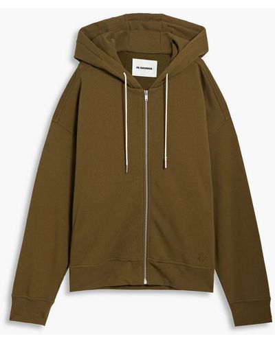 Jil Sander French Cotton-terry Zip-up Hoodie - Green