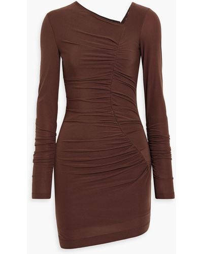 Helmut Lang Ruched Jersey Mini Dress - Brown