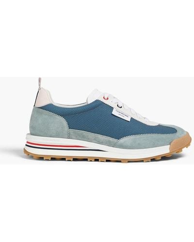 Thom Browne Mesh And Suede Sneakers - Blue