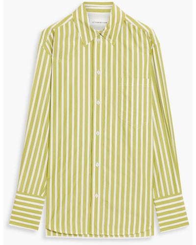 Victoria Beckham Gestreiftes hemd aus baumwollpopeline - Gelb