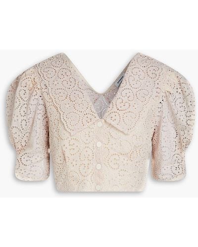 Sandro Linda Cropped Broderie Anglaise Shirt - Pink