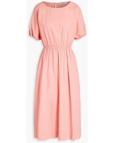Stateside Cutout Gathered Cotton Midi Dress - Pink