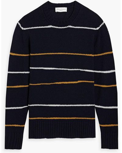 Officine Generale Marco Striped Wool-blend Sweater - Blue