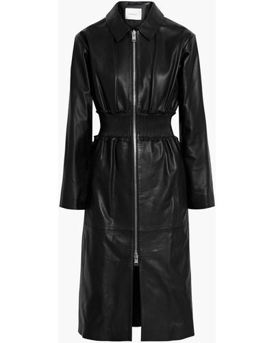 FRAME Pintucked Leather Coat - Black