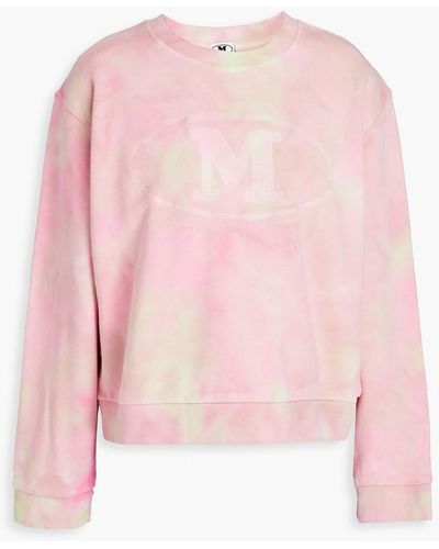M Missoni Felpa Acid-wash Embroidered French Cotton-terry Sweatshirt - Pink
