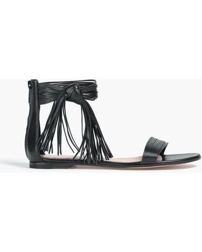 Gianvito Rossi Noelle Fringed Leather Sandals - Black