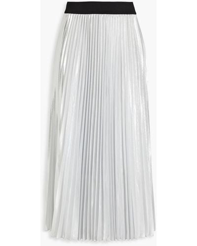 Maje Pleated Satin Midi Skirt - White