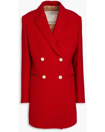Giuliva Heritage Jade Double-breasted Wool-canvas Coat - Red