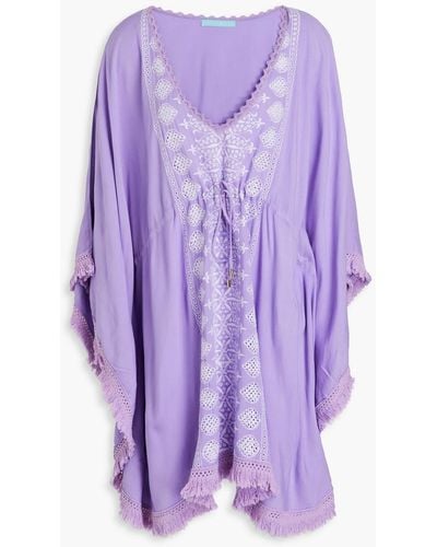 Melissa Odabash Isabelle Crochet-trimmed Broderie Anglaise Kaftan - Purple