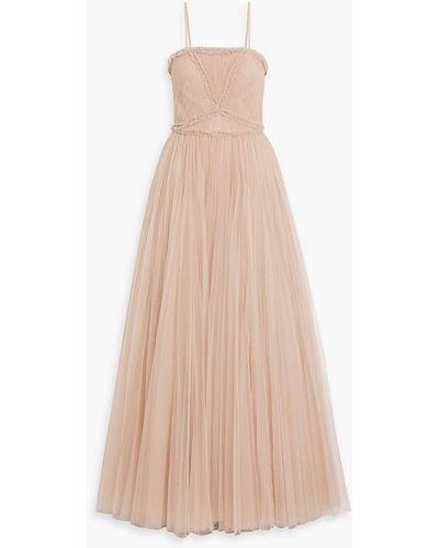 Zac Posen Pleated Tulle Gown - Natural