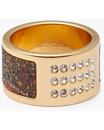Etro Coated-canvas, Gold-tone And Crystal Ring - Metallic