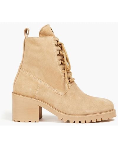 Maje Suede Ankle Boots - Natural