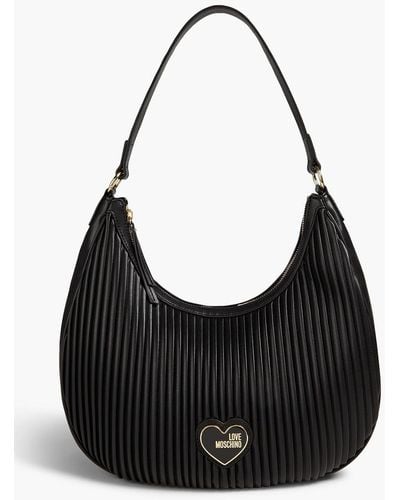 Love Moschino Pleated Faux Leather Shoulder Bag - Black