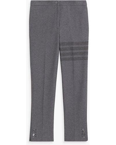 Thom Browne Striped Cotton-twill Slim-leg Trousers - Grey
