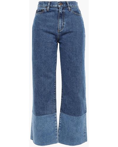 Simon Miller Frayed two-tone high-rise wide-leg jeans - Blau