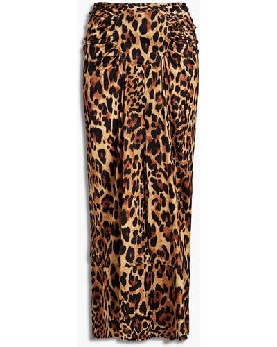 Rabanne Geraffter maxirock aus satin mit leopardenprint - Mehrfarbig