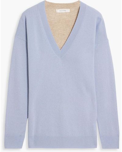 Chinti & Parker Two-tone Wool And Cashmere-blend Sweater - Blue