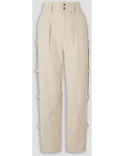 Isabel Marant Ring-embellished Pleated Cotton-canvas Tapered Trousers - Natural