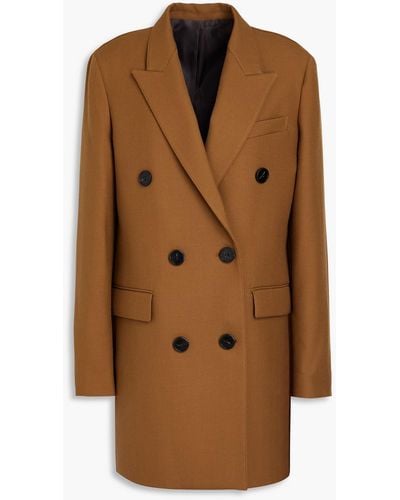 Theory Double-breasted Wool-blend Twill Coat - Brown