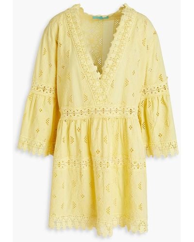 Melissa Odabash Victoria Broderie Anglaise Cotton Mini Dress - Yellow
