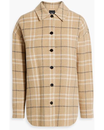 Theory Checked Wool-blend Flannel Jacket - Natural
