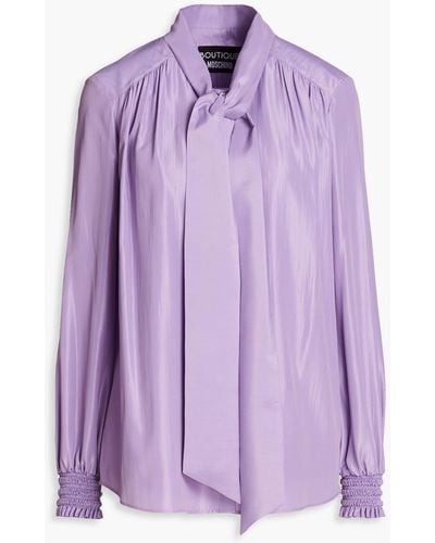 Boutique Moschino Pussy-bow Satin Blouse - Purple