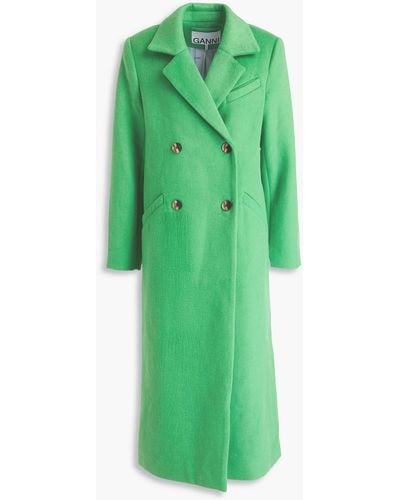 Ganni Double-breasted Wool-blend Felt Coat - Green