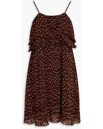 Ganni Minikleid aus plissiertem georgette mit polka-dots und rüschen - Lila
