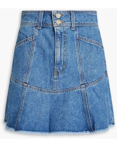 Veronica Beard Frayed Denim Mini Skirt - Blue