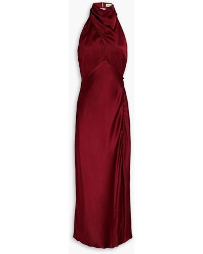 Nicholas Aline Cutout Silk-satin Halterneck Midi Dress - Red