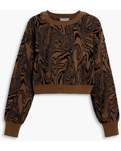 GOOD AMERICAN Cropped Intarsia Cotton-blend Jumper - Natural
