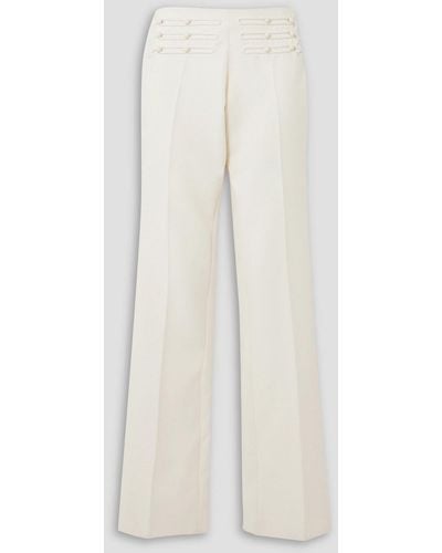 Stella McCartney Embroidered Button-embellished Grain Du Poudre Wool Bootcut Trousers - White