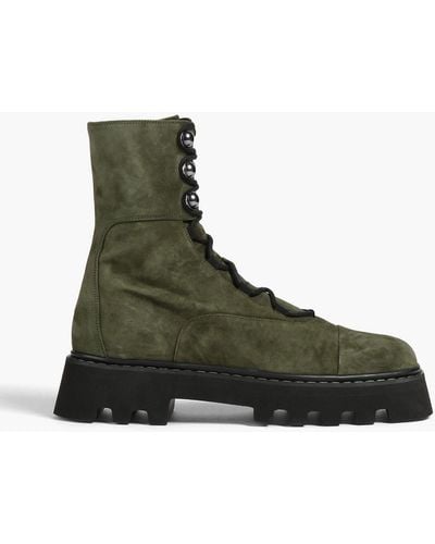 Nicholas Kirkwood Pearlogy combat boots aus veloursleder - Grün